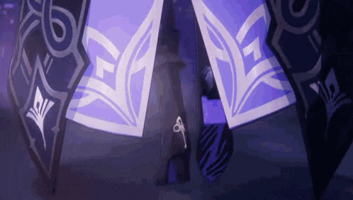 a close up of a person 's feet with a purple and white pattern on them
