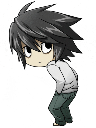 a chibi drawing of a boy with his eyes closed