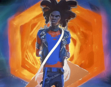 a painting of a man with dreadlocks and a blue shirt