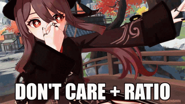 a picture of a girl with the words do n't care + ratio