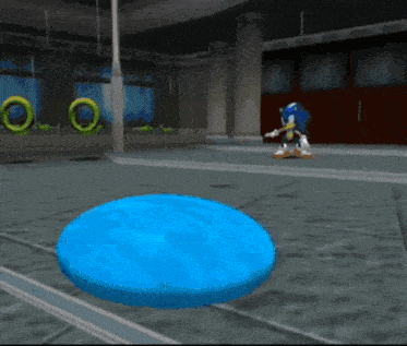 sonic the hedgehog playing a video game with a blue circle in the foreground