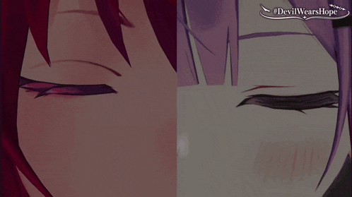 a close up of a girl 's eyes with the hashtag #devilwearshope on the bottom