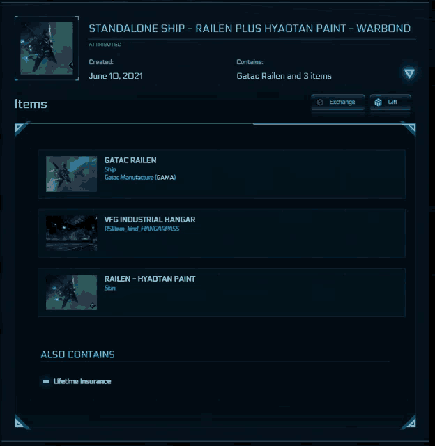 a screenshot of a game that says ' standalone ship railen plus hyaotan paint warbond '