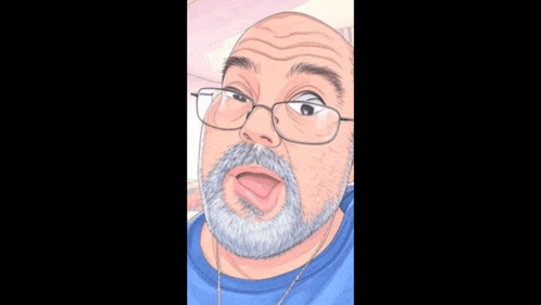 a man with glasses and a beard sticking his tongue out .