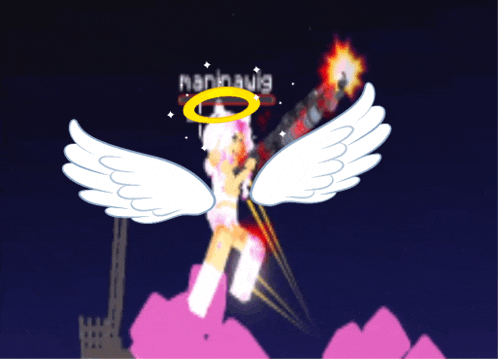 a cartoon drawing of a girl with angel wings and the name nannhaug on the bottom