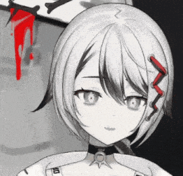 a black and white drawing of a girl with a choker around her neck and the number 10 on her chest