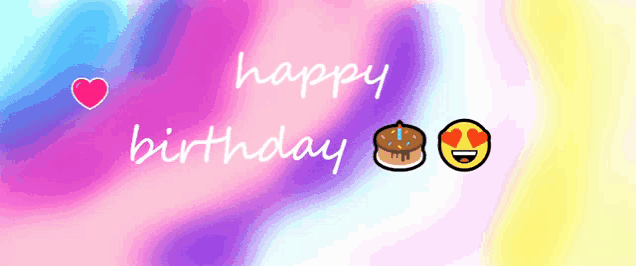 a colorful background with the words happy birthday and a heart