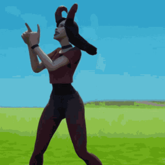 a woman with horns and a star on her shirt