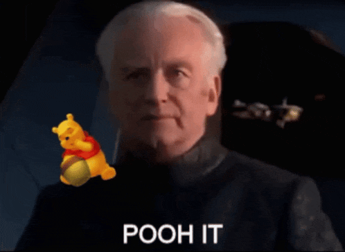 a picture of a man with a winnie the pooh bear and the words pooh it on the bottom