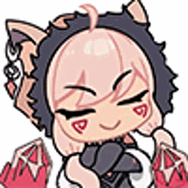 a cartoon of a girl with cat ears holding a crown and a sword .