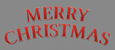 a red merry christmas sign on a grey background