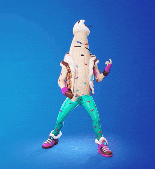 a person dressed as a banana with a cherry on top