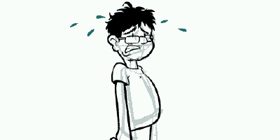 a black and white drawing of a man crying