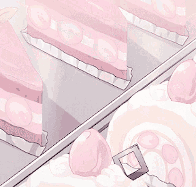 a cartoon drawing of a cake with strawberries on it