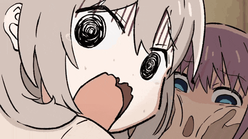 a cartoon drawing of a girl with a surprised expression on her face