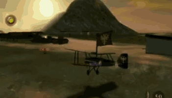 a plane in a video game with the number 50 in the bottom right corner