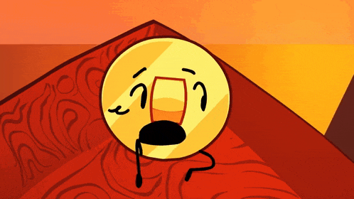 a cartoon drawing of a yellow circle with a face