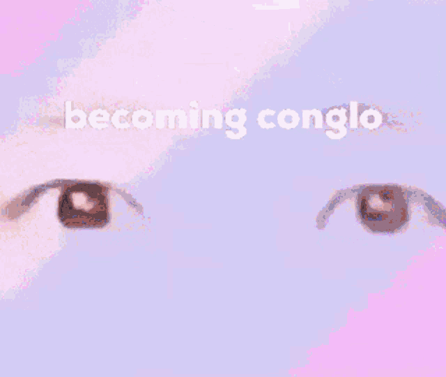 a close up of a man 's face with the words `` becoming conglo '' written above him .
