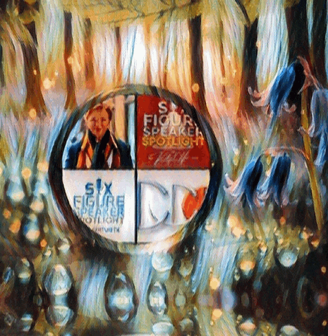 a painting of a six figure speaker spotlight advertisement