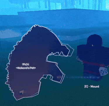 a person in a video game is standing in front of a map that says p'ichi kokoro 's pet on it