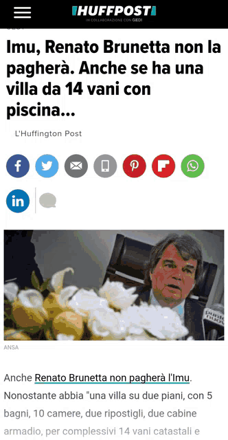a huffington post article about renato brunetta