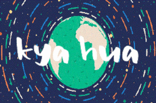 a drawing of a globe with the words " kya hua " written on it
