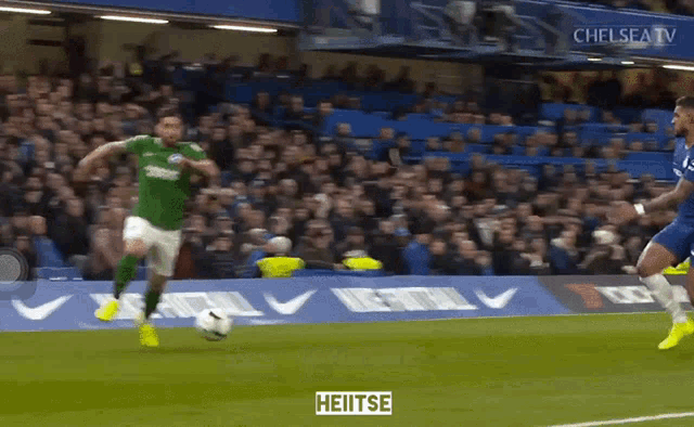 a soccer game is being broadcasted by chelsea tv