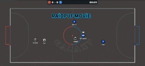 a video game called raidpuff movie has red scores written on the screen