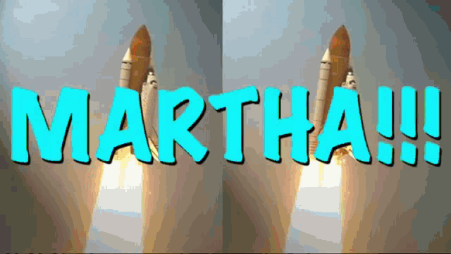 a picture of a space shuttle with the word martha written on it