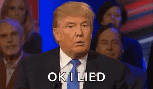 donald trump is wearing a suit and tie and making a funny face while talking to a crowd .