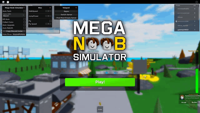 a screen shot of a game called mega noob