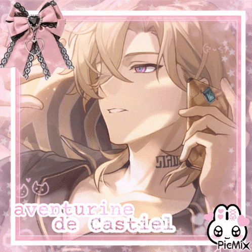 a picture of a man with the words aventurine de castiel written above him