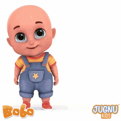 a cartoon baby is standing in front of a sign that says happy birthday