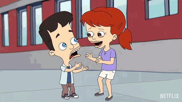 a cartoon of a boy and a girl with netflix written on the bottom right