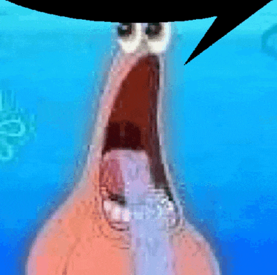 patrick star from spongebob squarepants is screaming with his mouth wide open