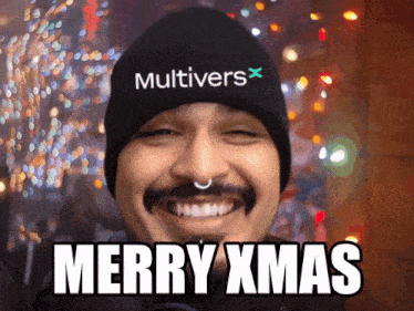 a man wearing a hat that says " multivers " on it