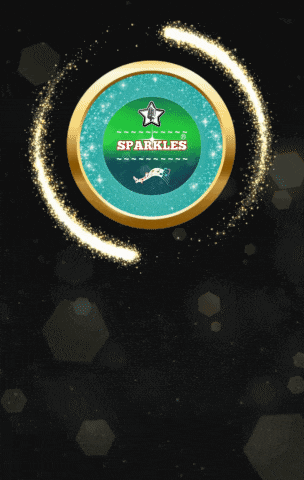 a green circle with the words sparkles written on it