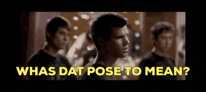 a man is standing in front of a sign that says " whats dat pose to mean ? "