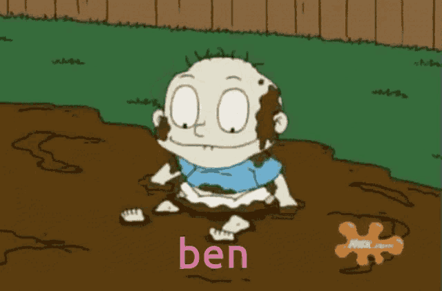 a cartoon character with the word ben in pink
