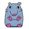 a pixel art of a hamster with pink hearts on its feet .