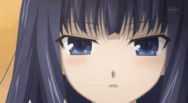 a close up of a girl 's face with the tv tokyo logo in the corner