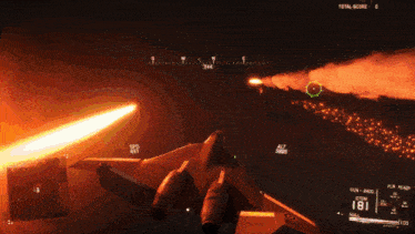 a fighter jet is flying through a dark sky with smoke coming out of it 's wings