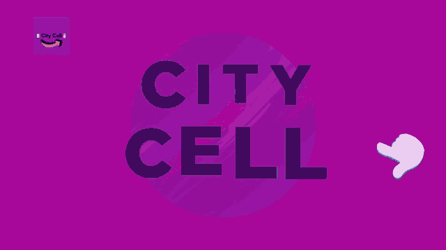 a purple background with the words city cell written in colorful letters