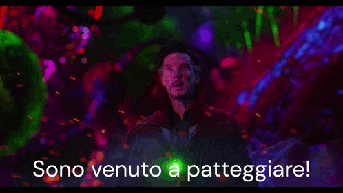a cartoon of doctor strange with the words sono venuto a patteggiare