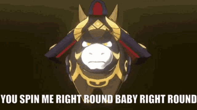a picture of a bull with the words " you spin me right round baby right round "