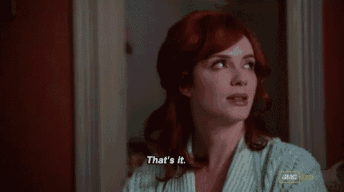 a woman with red hair says that 's it on a tv show