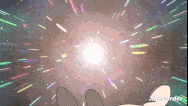 a cartoon character is flying through a galaxy with xrecorder written on the bottom right