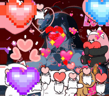 a collage of hearts with one that says " happy birthday "