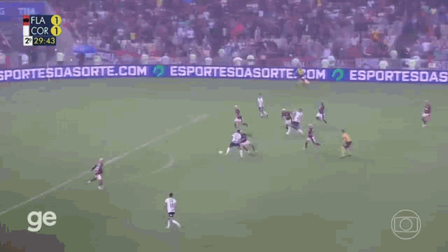a soccer game is being shown on sporttv