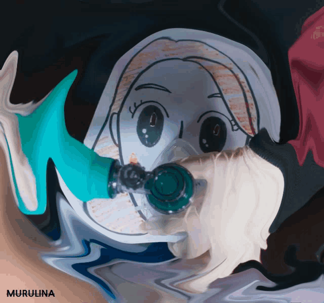 a drawing of a girl with a pipe in her mouth and the name murulina on the bottom